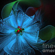 Delicate Blue Flower-fractal Art Poster