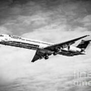 Delta Air Lines Airplane In Black And White Poster