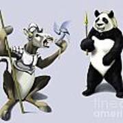 Donkey Xote And Sancho Panda Colour Poster