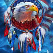 Dream Catcher - Eagle Red White Blue Poster
