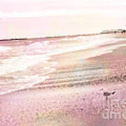 Dreamy Pink Beach Ocean Coastal Wrightsville Beach North Carolina Beach Ocean Art Poster