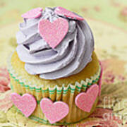 Dreamy Valentine Cupcake Pink Hearts Romantic Food Photography Poster