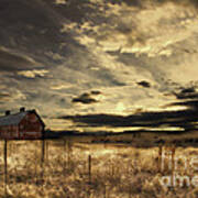 Dusk At The Red Barn Poster