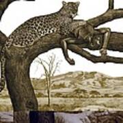 Early Hominid Killed By A Leopard Poster