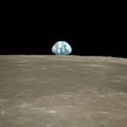 Earthrise Over Moon Poster