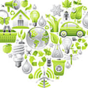 Ecological Concept In Heart On White Poster