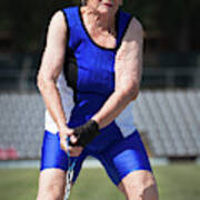 Elderly Woman Competitive Weights Thrower Poster
