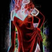 Electric Woman In Red Poster