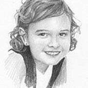 Elementary School Girl Pencil Portrait Poster