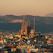 Elevated View Of Barcelona With Sagrada Poster
