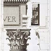 Entablature, Capital And Inscription Poster