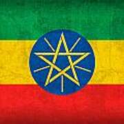 Ethiopia Flag Vintage Distressed Finish Poster