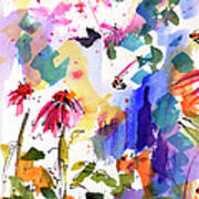 Expressive Watercolor Flowers And Bees Poster