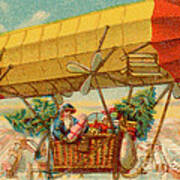 Father Christmas In Airship Poster