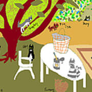 Feeding The Cats At The Park Poster