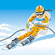 Female Downhill Skier Winter Sport Poster