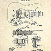 1956 Fender Tremolo Patent Drawing I Poster