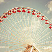 Ferris Wheel Chicago Navy Pier Vintage Photo Poster