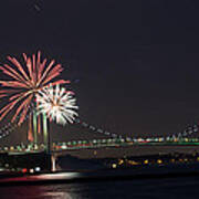 Fireworks Over Verrazano Bridge Poster