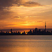 First Sun Rays - Toronto Skyline At Sunrise Poster