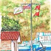 Flags In San Luis Port,  Avila Beach, California Poster