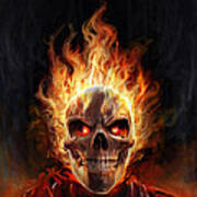 Flaming Skull Poster