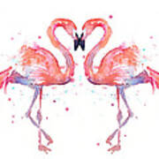 Flamingo Love Watercolor Poster