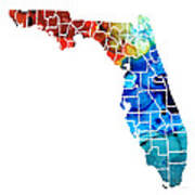 Florida - Map By Counties Sharon Cummings Art Poster