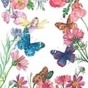 Flower Fairy Illustrated Butterfly Poster
