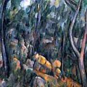 Forest Caves In The Cliffs Above The Cheteau Noir By Cezanne Poster