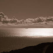 Freighter And The Catalina Channel Poster