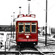 French Quarter French Market Street Car New Orleans Color Splash Black And White With Diffuse Glow Poster