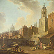 Fresh Wharf Near London Bridge, C.1762 Oil On Canvas Poster