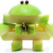 Friendly Apple Monster Made From One Apple Poster