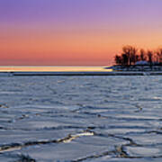 Frozen Lake Ontario Sunset Poster