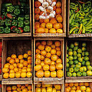 Fruits And Vegetables In Open-air Market Poster