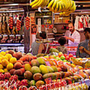 Fruits At Market Stalls, La Boqueria Poster