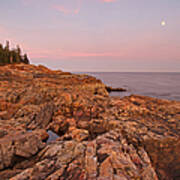 Full Moon Over Acadia National Park Poster