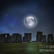 Full Moon Over Stonehenge Poster