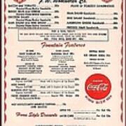 Fw Woolworth Lunch Counter Menu Poster