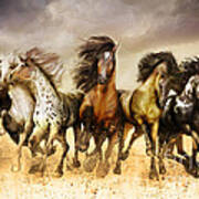 Galloping Horses Full Color Poster