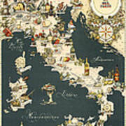 Gastronomic Map Of Italy 1949 Poster