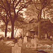 Ghostly St Pauls Church Sepia Poster