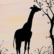 Giraffe Silhouette Painting By Carolyn Bennett Poster