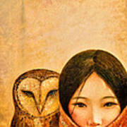 Girl With Owl Poster
