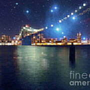 Glass Block Brooklyn Bridge Among The Stars Poster
