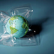 Globe Shrink Wrapped In Plastic Poster