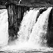 Godafoss Waterfall Iceland Black And White Poster