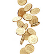 Gold Coins Falling From Above Poster