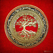 Golden Celtic Tree Of Life Poster